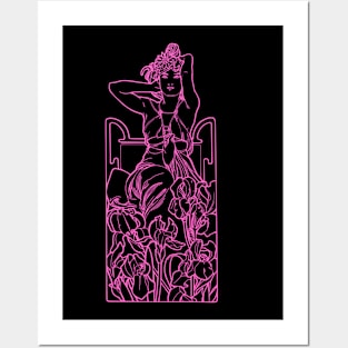 Alphonse Mucha Amethyste Pink Neon Posters and Art